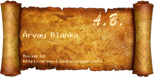 Árvay Blanka névjegykártya