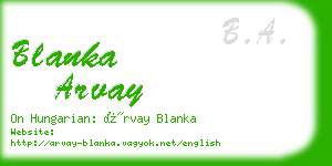 blanka arvay business card
